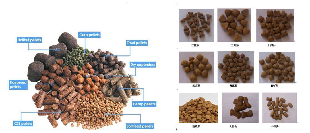 Finished products produced by pet food machinery Finished products produced by pet food machinery